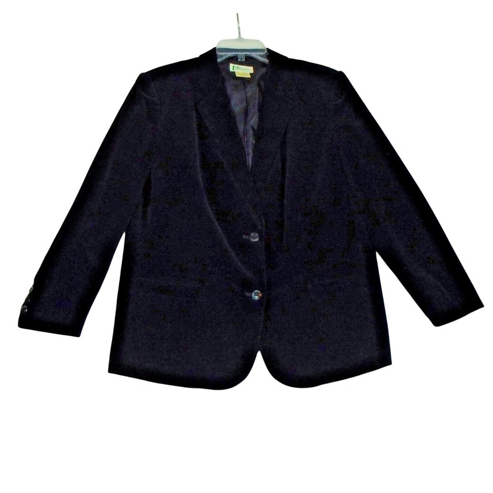 Vintage Penchant Velour Blazer Womens 38 Black Jacket 2 Button Made In Japan